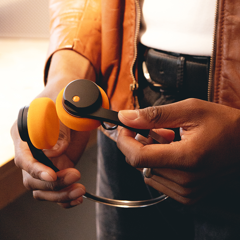 Auriculares vintage inalámbricos MONDO FREESTYLE - Negro / Naranja