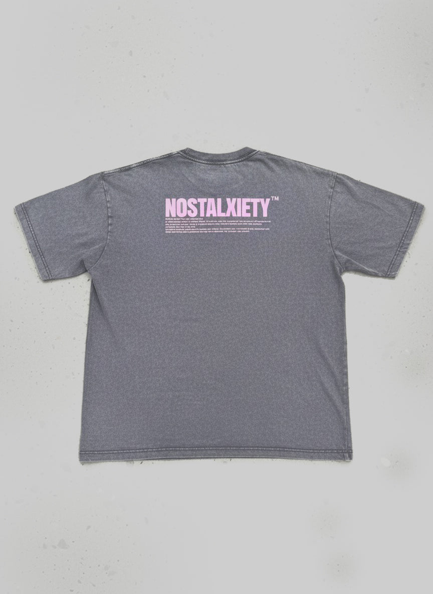 NOSTALXIETY™ T-shirt // Manisfesto - Gray Bubblegum Pink