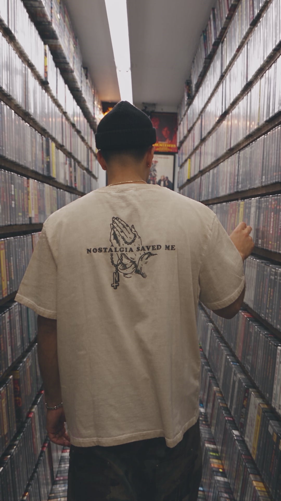 Camiseta - Nostalgia Saved Me - Beige Faded Wash